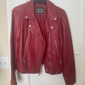 Levi's Women's Red Faux Leather Jacket Size Large NWOT